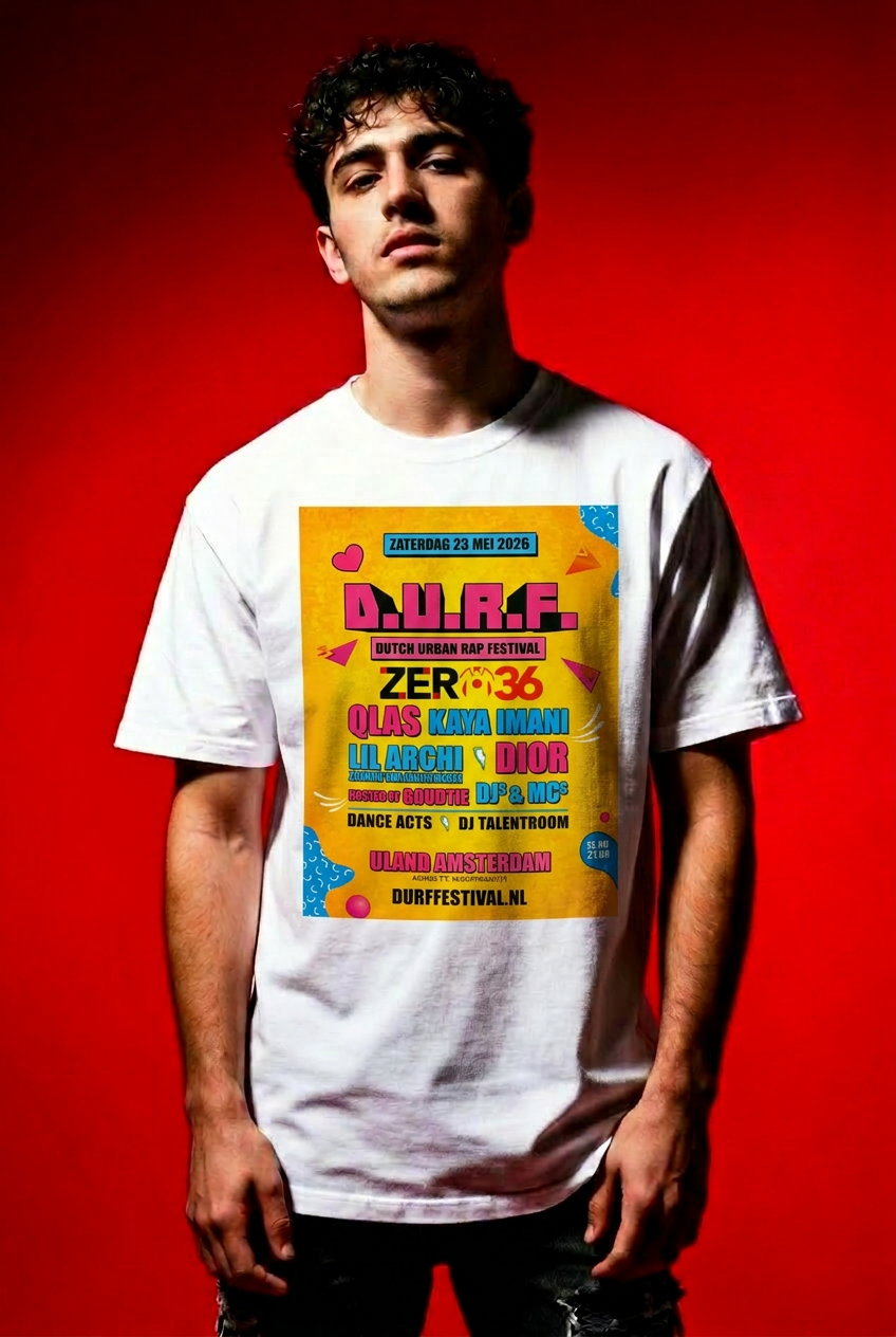 Model in custom Zero36 t-shirt
